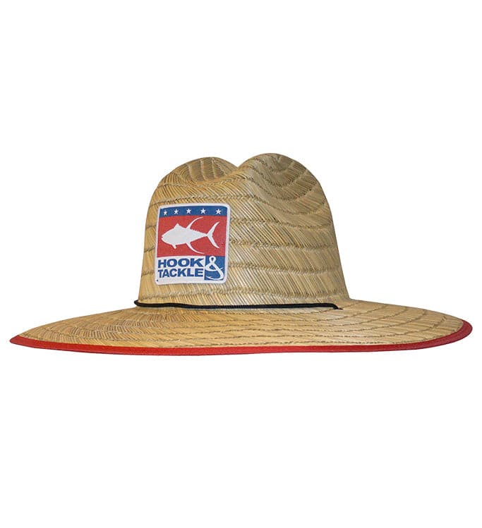 Tuna Print Straw Lifeguard Hat with Patriotic Patch