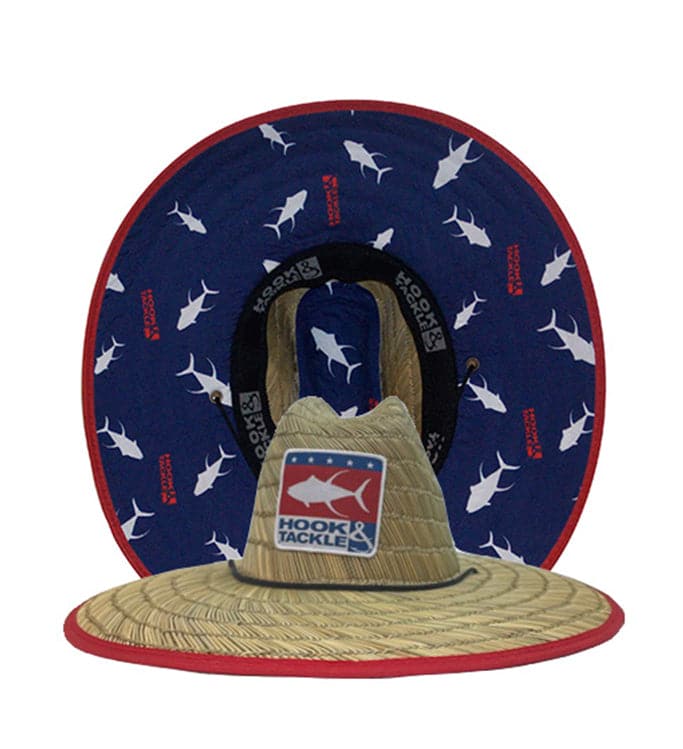 Tuna Print Straw Lifeguard Hat with Patriotic Patch