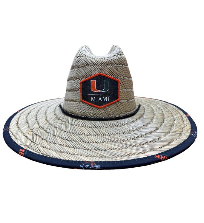 University of Miami Logo Lifeguard Straw Hat for Sun Protection