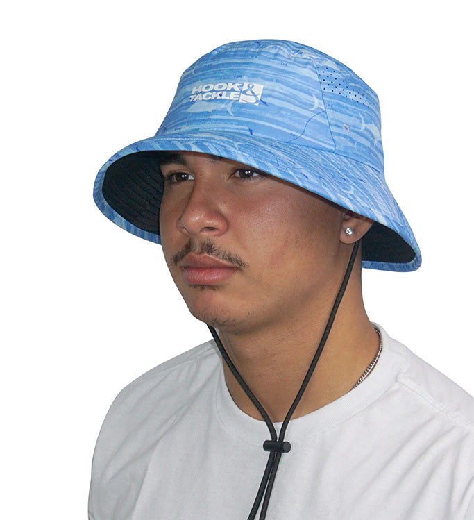 Marlin Latitude Printed Fishing Bucket Hat with Chin Strap
