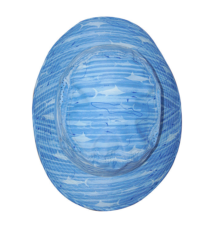 Marlin Latitude Printed Fishing Bucket Hat with Chin Strap