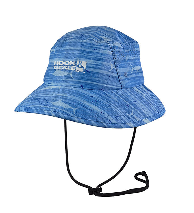 Marlin Latitude Printed Fishing Bucket Hat with Chin Strap