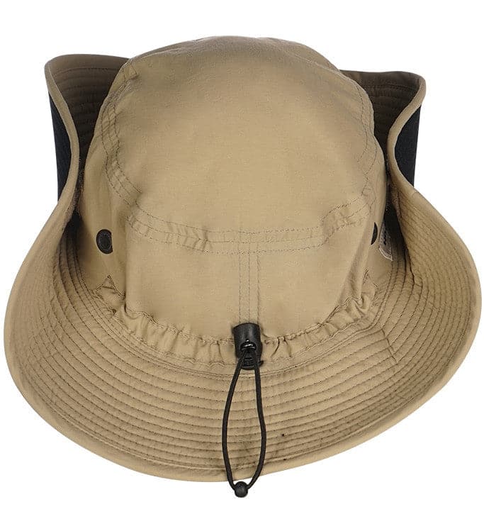 Khaki Fisherman Wide Brim Sun Hat with Chin Strap - Image 3