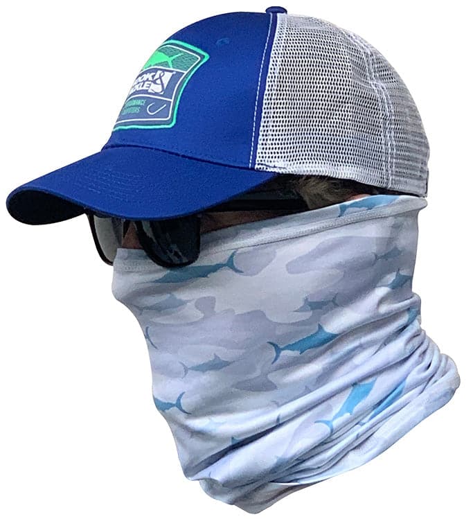 Blue Marlin Camo Fishing Neck Gaiter with UV Sun Protection - Image 2