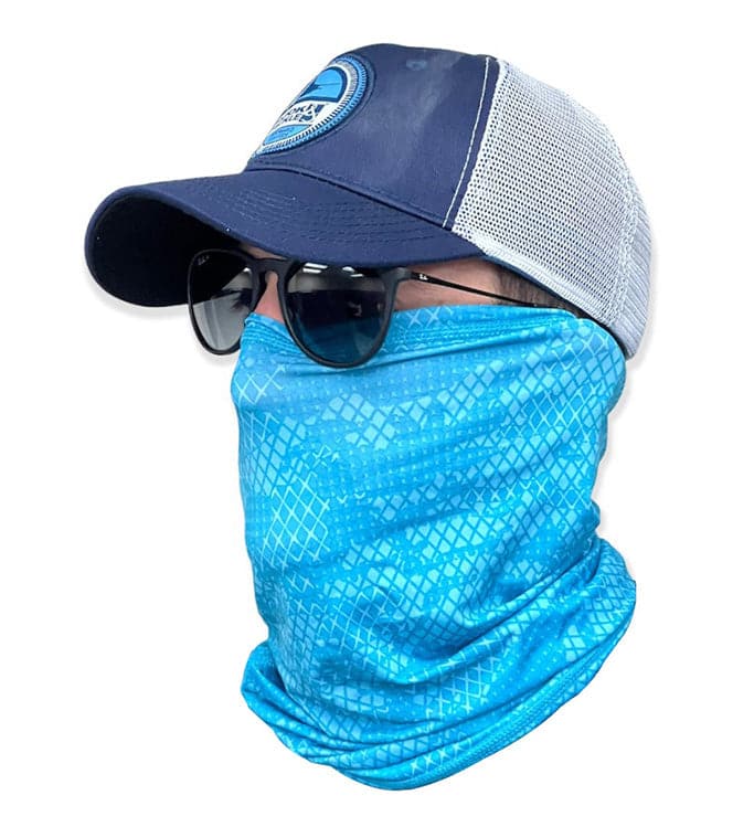 Blue Geo Camo Neck Gaiter UV Protection Fishing Face Cover - Image 2