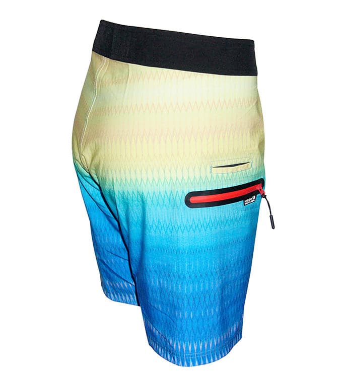 Men's Gradient Scales Stretch Boardshorts Yellow Blue - Image 2