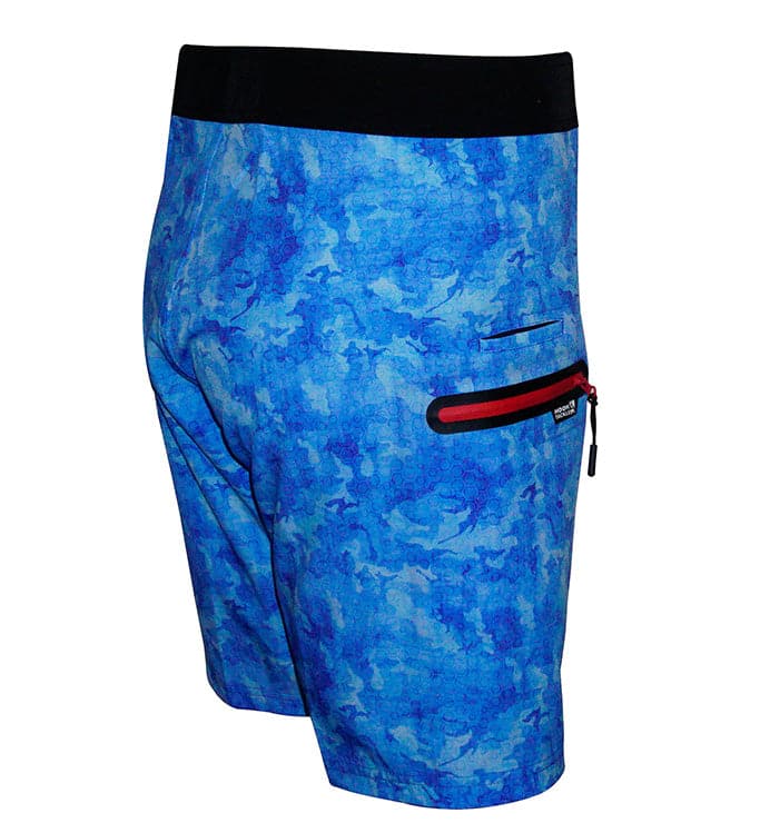Men's Camo Hex Stretch Fishing Boardshorts with Zip Pockets