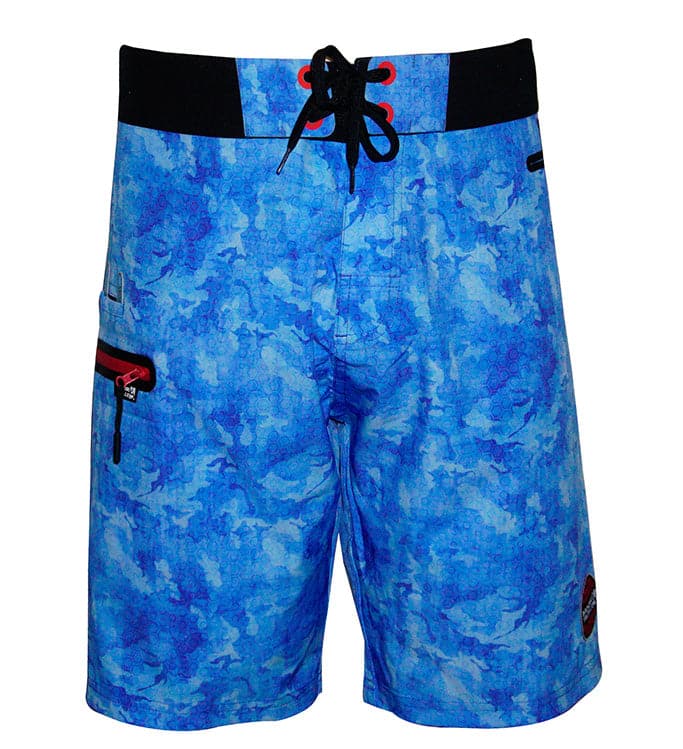 Men's Camo Hex Stretch Fishing Boardshorts with Zip Pockets