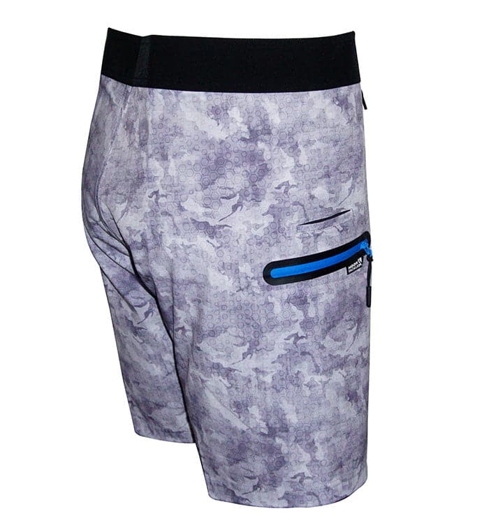 Men's Camo Hex Stretch Fishing Boardshorts with Zip Pockets