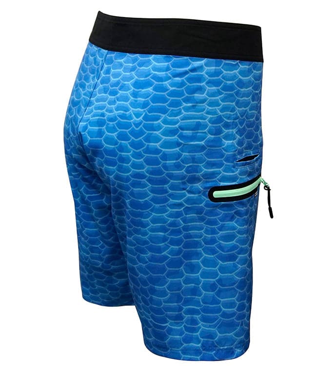 Men's Blue Fish Scales Performance Stretch Fishing Boardshorts - Image 2