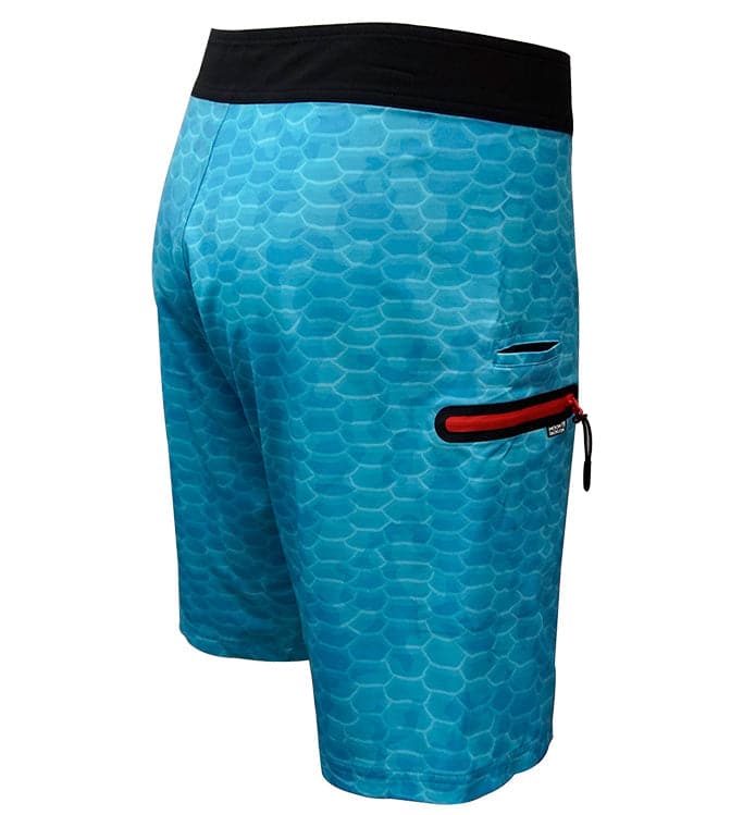 Men's Blue Fish Scales Performance Stretch Fishing Boardshorts - Image 4