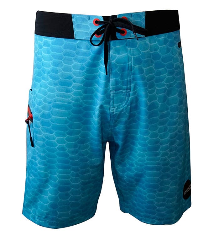 Men's Blue Fish Scales Performance Stretch Fishing Boardshorts - Image 3