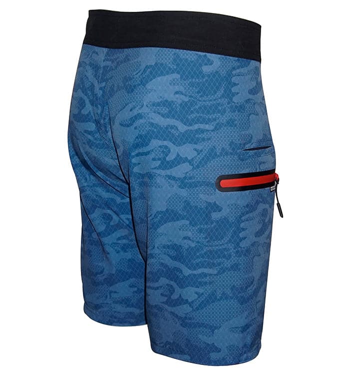 Men's Geo Camo Blue Stretch Fishing Boardshorts