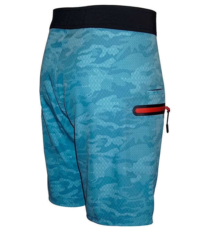 Men's Geo Camo Blue Stretch Fishing Boardshorts
