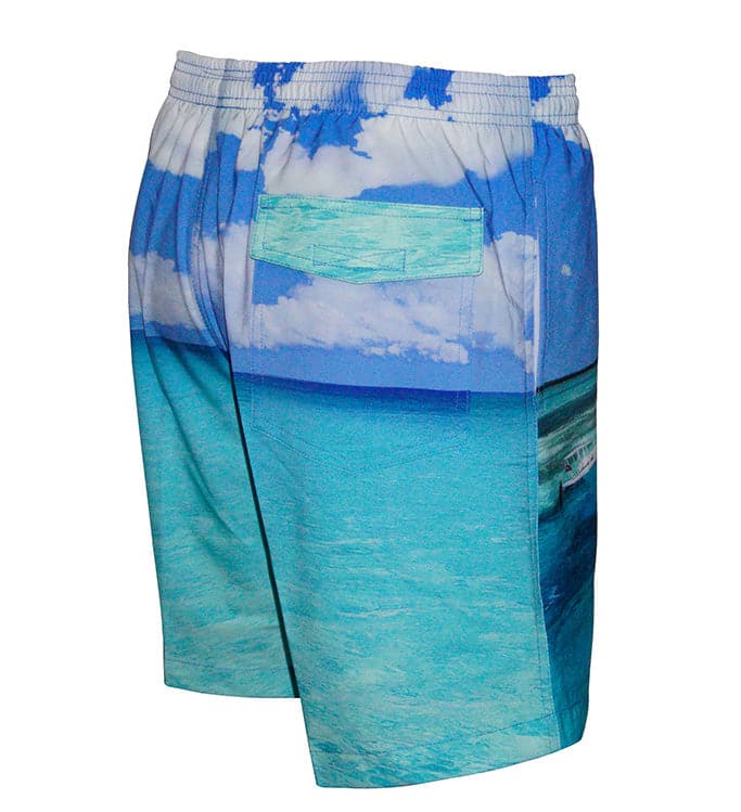 Men's Gulfstream Blue Boat Print Fishing Swim Trunks - Image 2