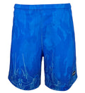 Men's Bills Up blue fishing swim trunks with marlin graphic pattern and elastic waistband
