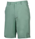 Men's sage green Hi-Tide Hybrid shorts featuring back zipper pockets and stretch fabric.