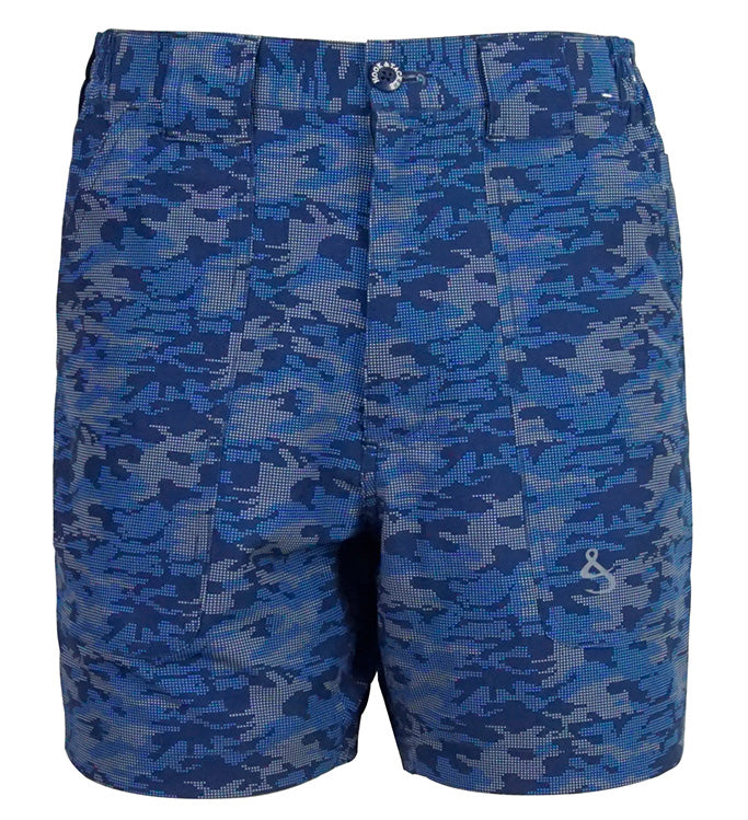 Men's Lightweight Dot Camo Stretch Hybrid Fishing Shorts Blue