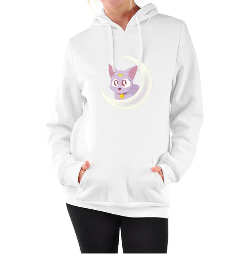 Women's Hooded Sweatshirt with Cute Cat Design
