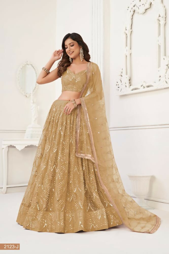 Chiku Butterfly Net Lehenga with Mirror and Tone-to-Tone Embroidery