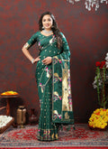 Green Soft Paithani Silk Saree with gold zari Meenakari weaving