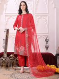 Pink Chanderi kurta set with detailed hem embroidery and matching dupatta