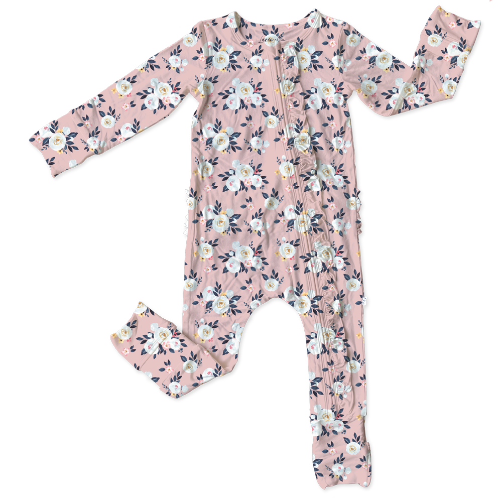 Maggie Floral Bamboo Ruffle Convertible Footie