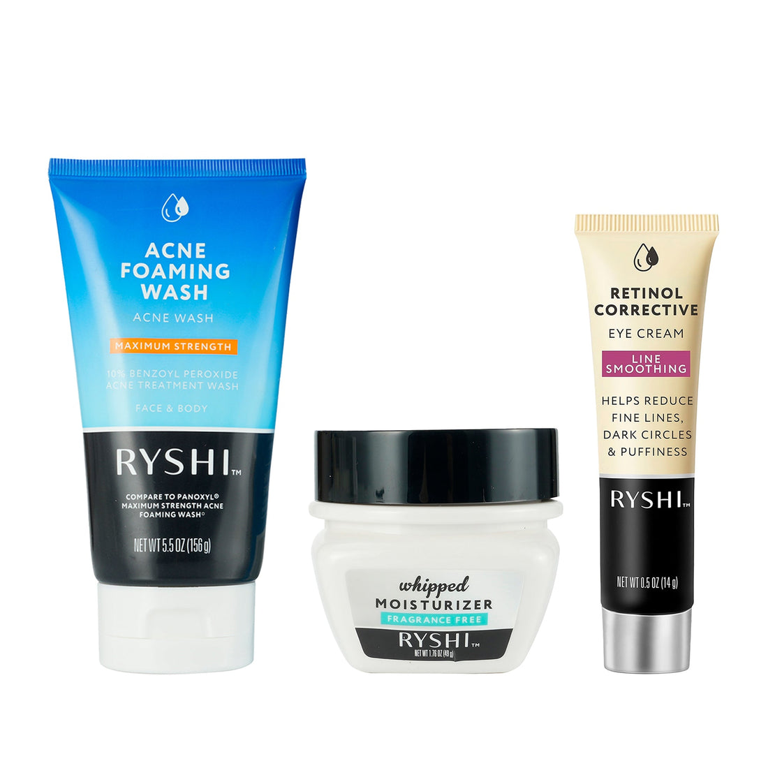 Clear & Renew Skincare Trio: Acne Foaming Wash, Whipped Moisturizer & Retinol Corrective Eye Cream