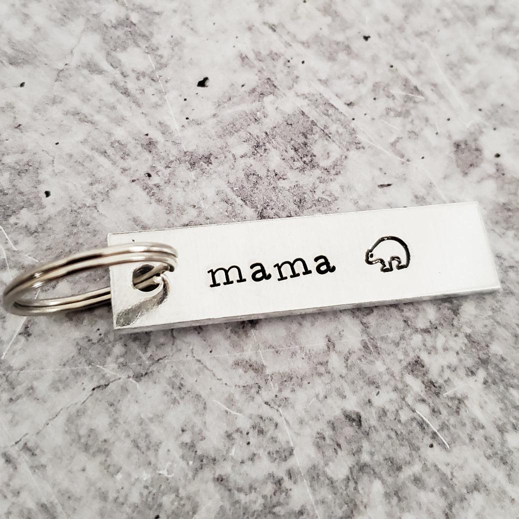 MAMA with Bear Emoji Bar Keychain