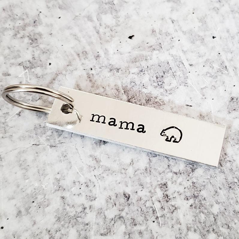 MAMA with Bear Emoji Bar Keychain