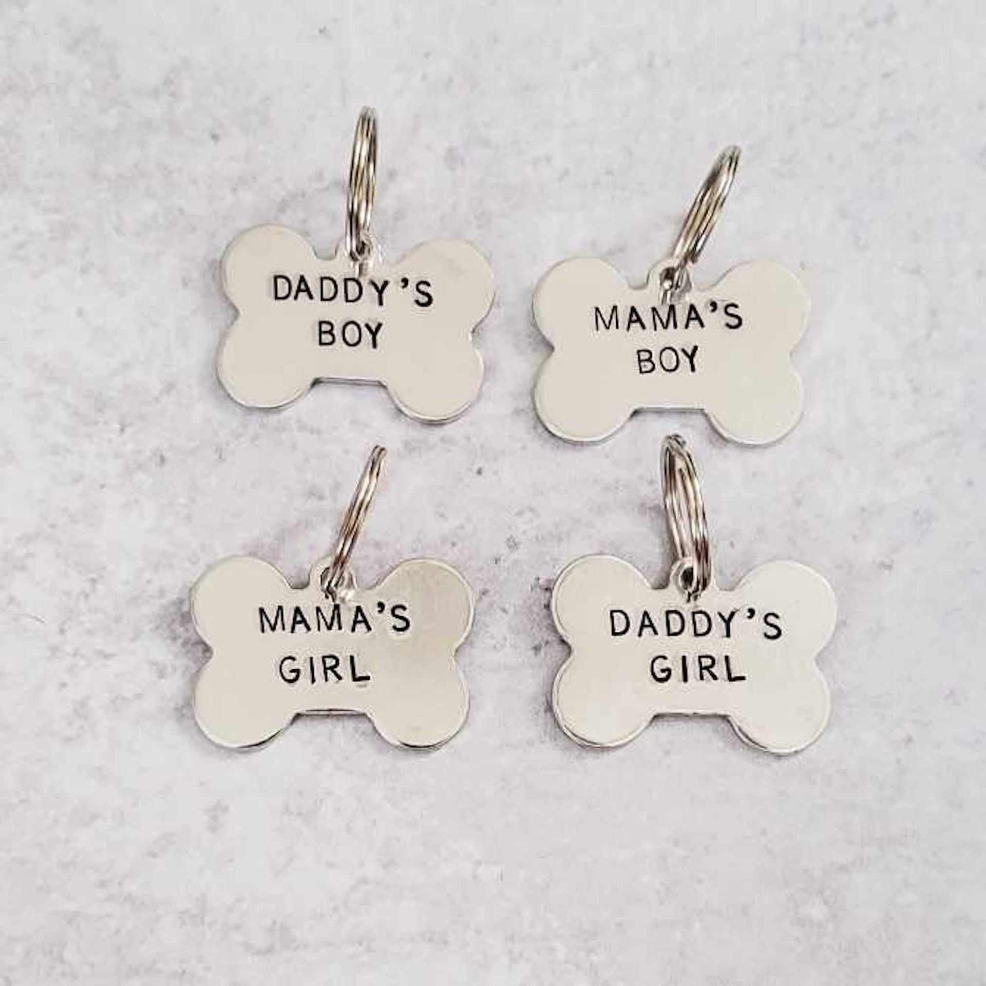 MAMA'S BOY / DADDY'S GIRL Bone-Shaped Pet Tag