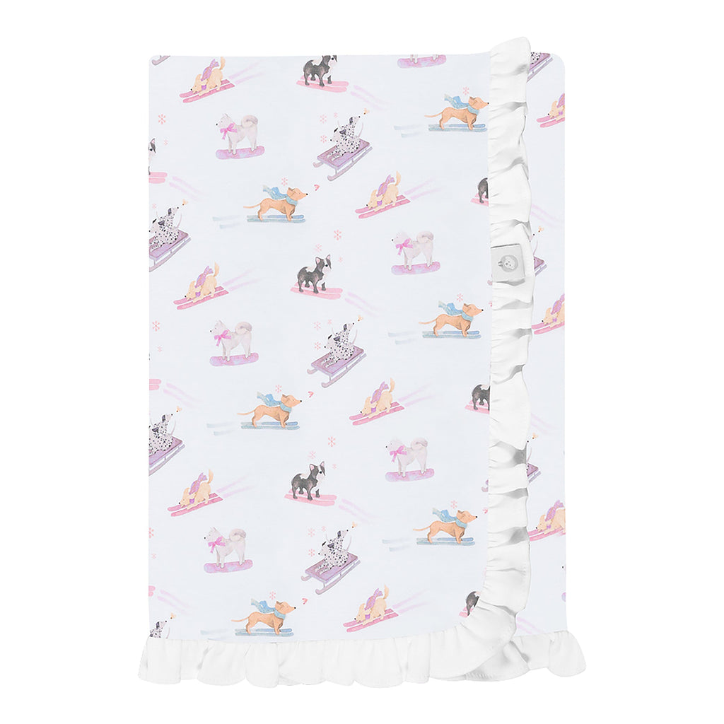 Ski Pups Girl Pima Baby Blanket