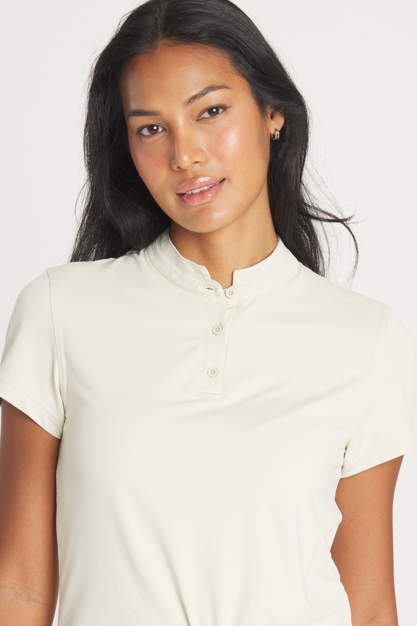 Women's Catalyst Polo in Birch Mock Neck Performance Shirt - Image 2
