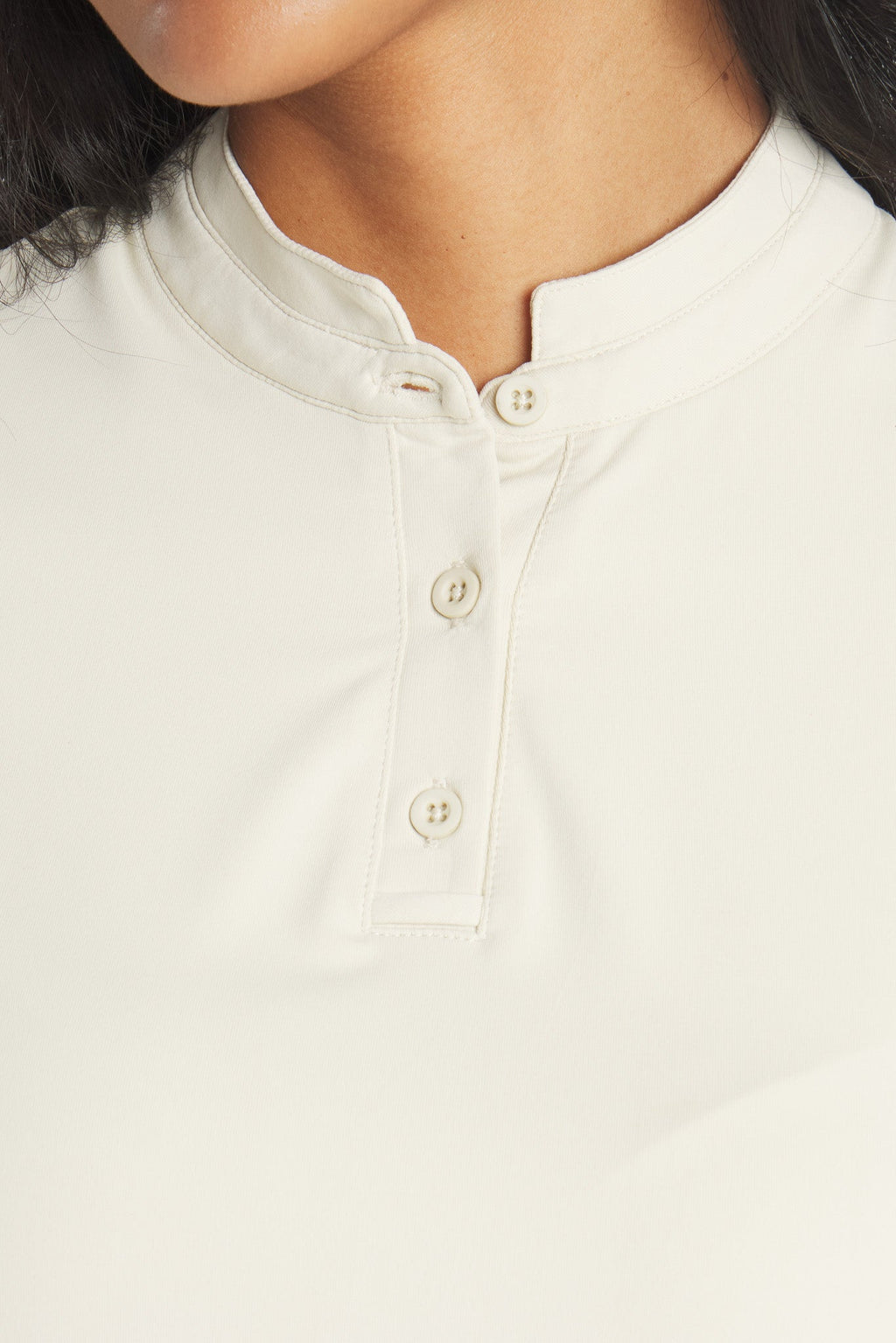Women's Catalyst Polo in Birch Mock Neck Performance Shirt - Image 4