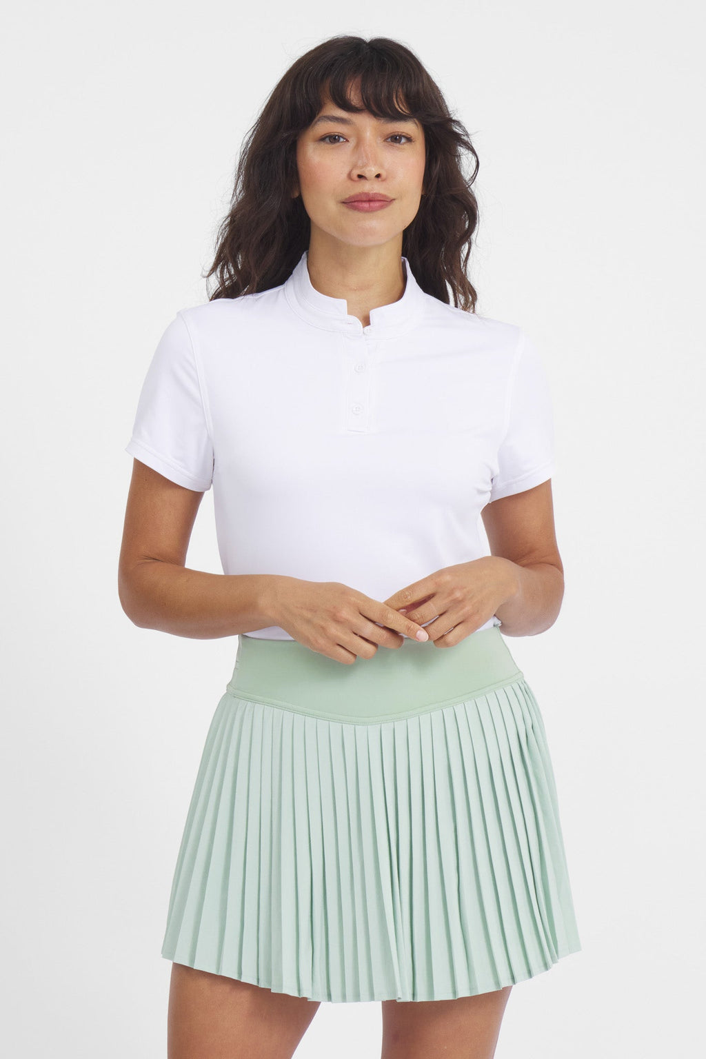 Women's Catalyst Polo Shirt in Cloud White Mock Neck Design - Image 2
