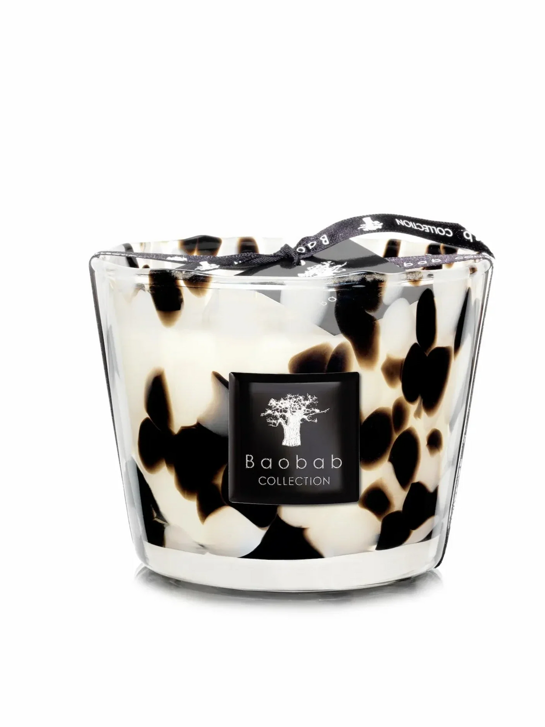 Baobab Collection Black Pearls Max 10 candle in a sophisticated black glass vessel