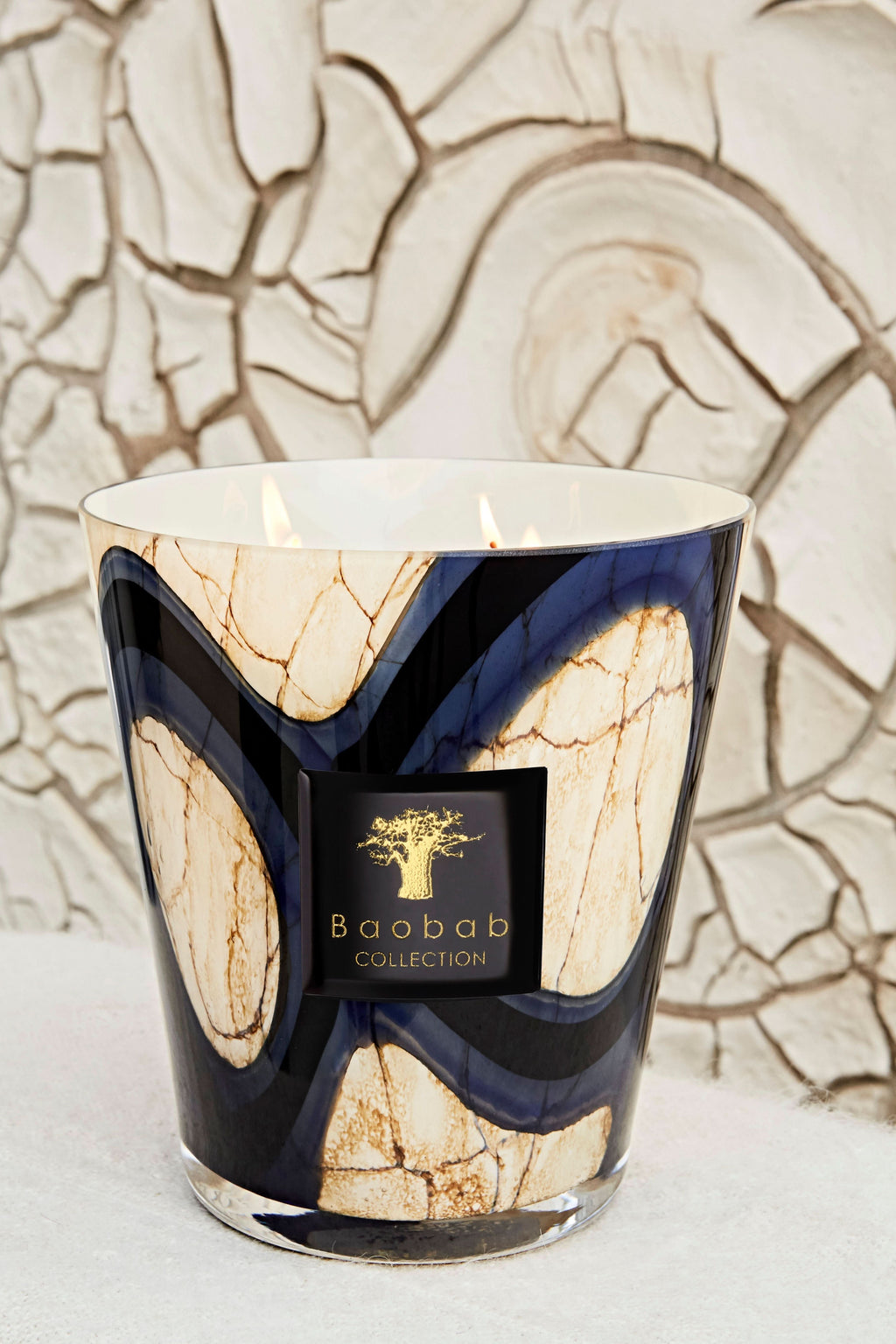 Baobab Stones Lazuli Max 16 Candle - Sophisticated Marbled Glass
