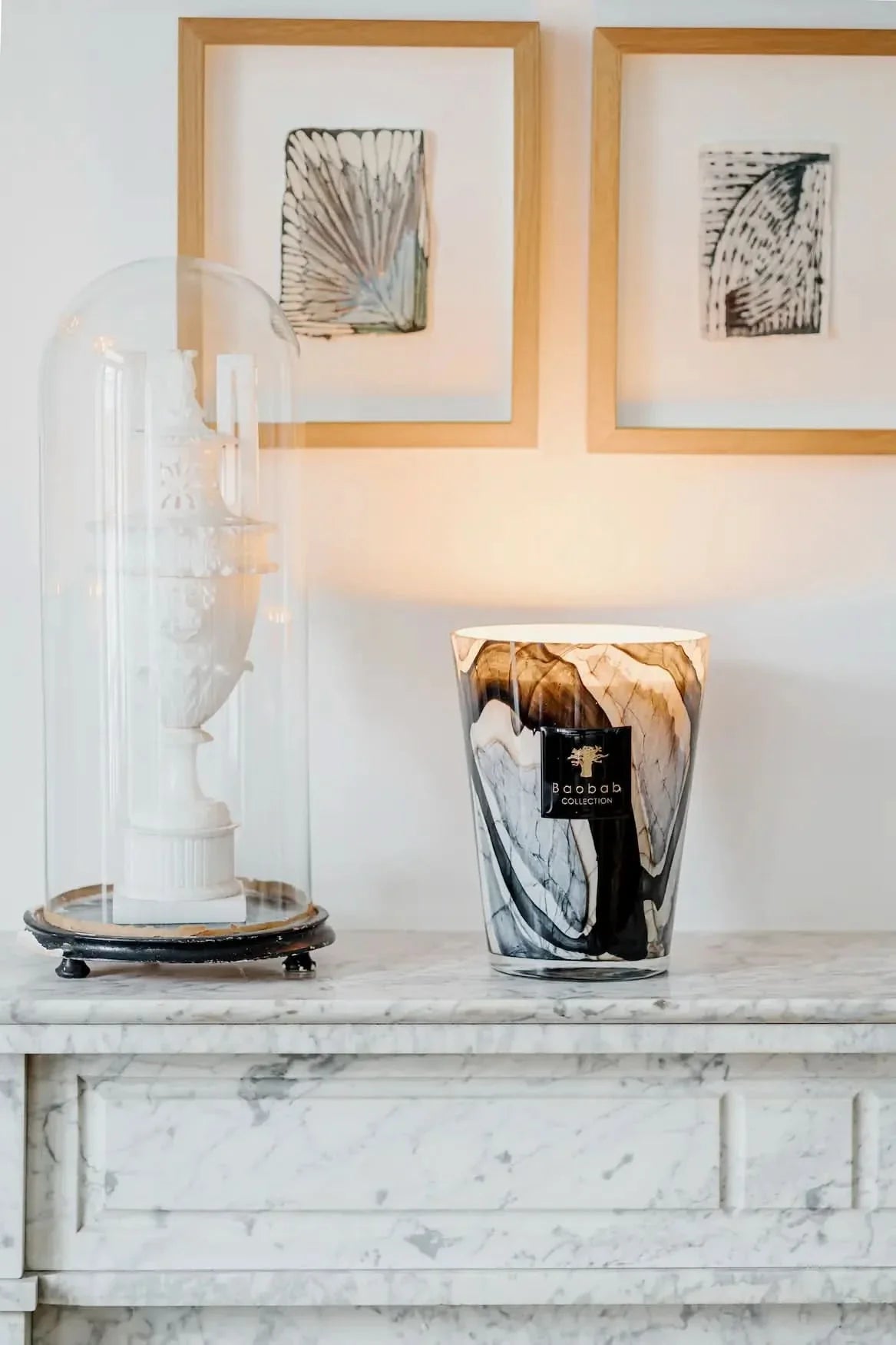 Stones Marble Max 10 Scented Candle in Grey Hand-Blown Glass