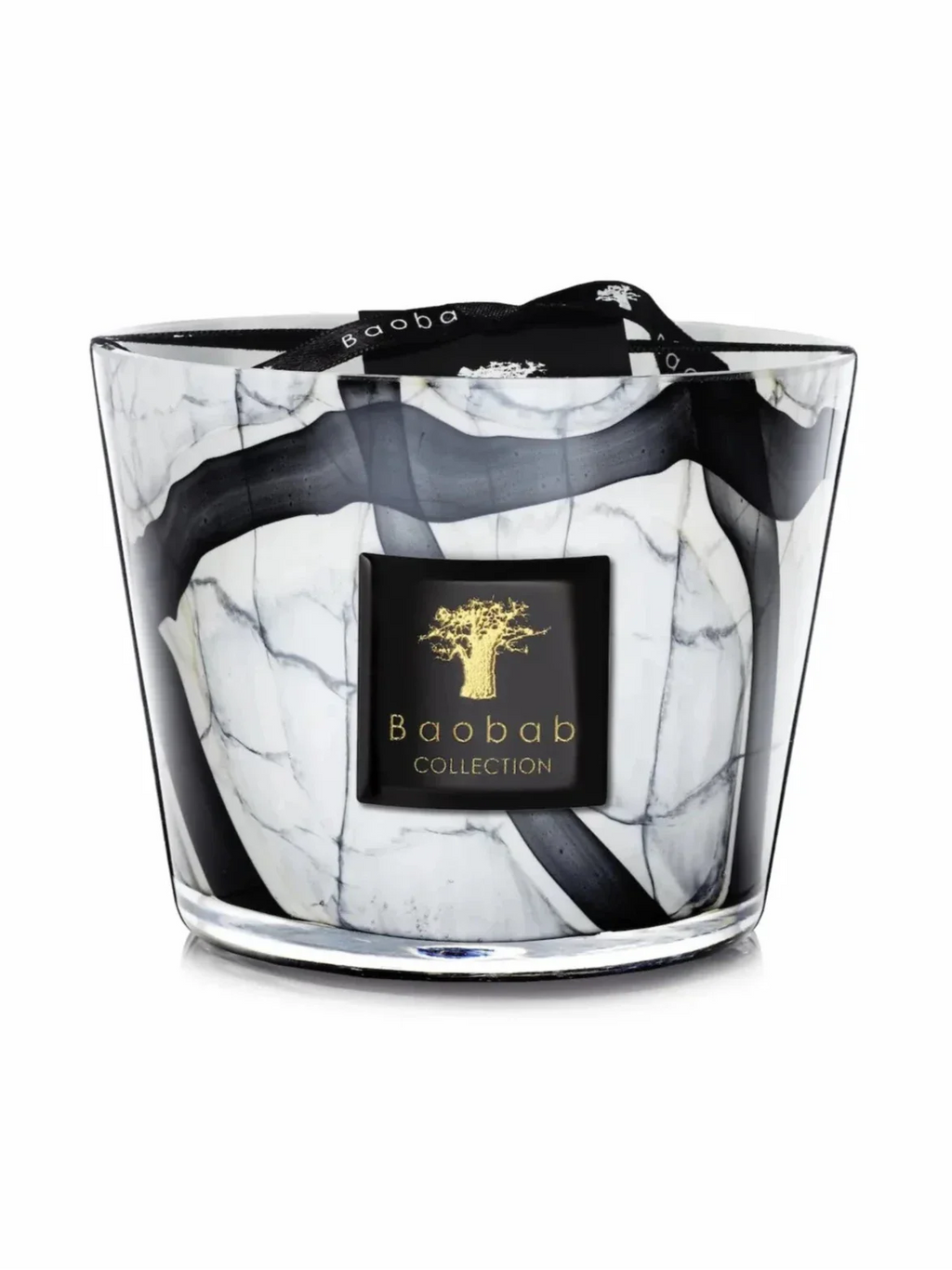 Baobab Stones Marble Max 10 candle in grey marble-effect hand-blown glass vessel
