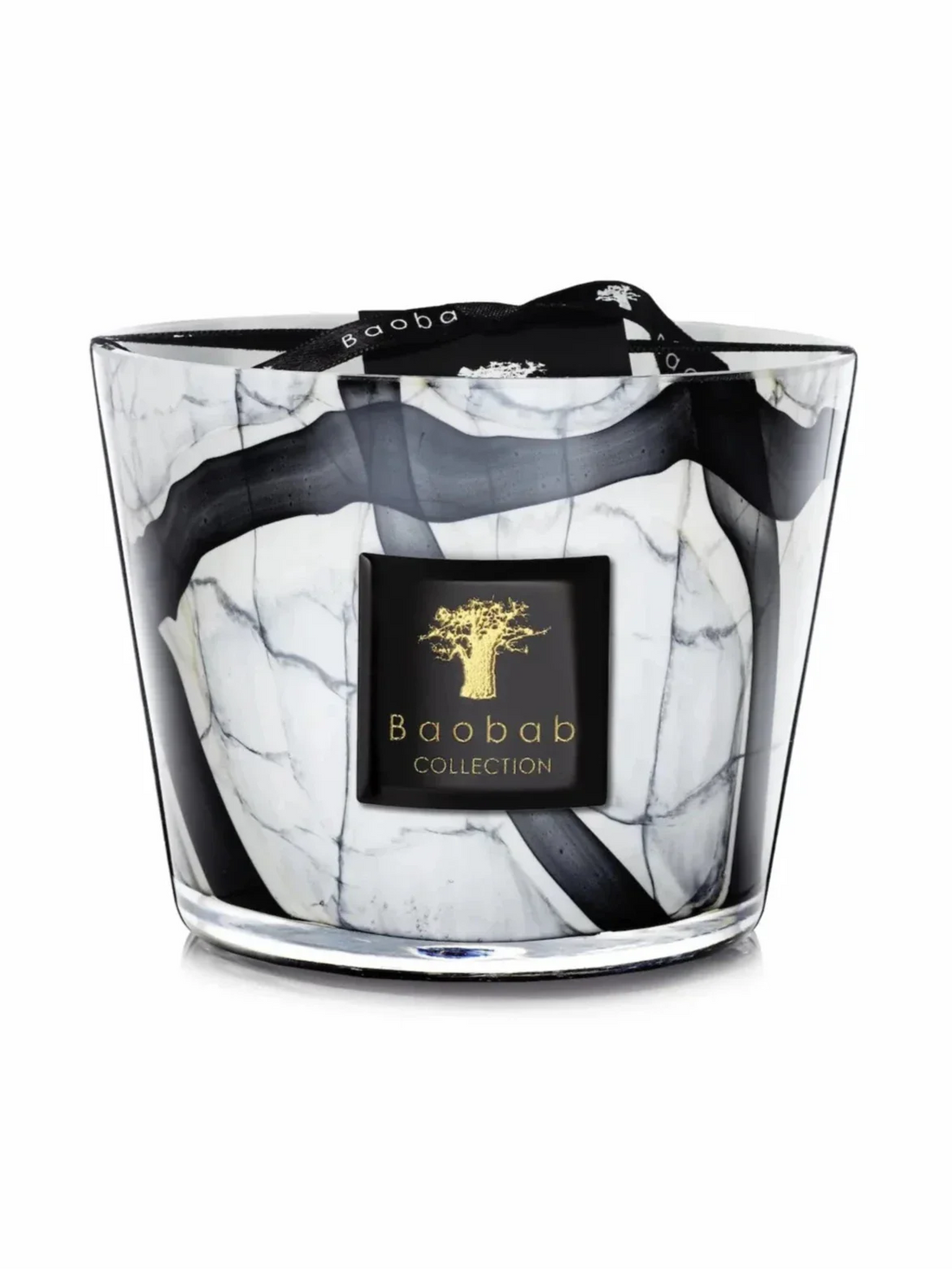 Baobab Stones Marble Max 10 candle in grey marble-effect hand-blown glass vessel