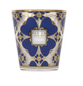 Lucky Love Max 16 candle featuring midnight blue glass and 24-carat gold four-leaf clover print.