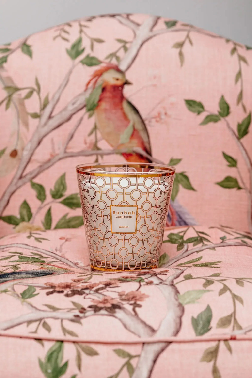 Women Max 16 Scented Candle in Pink and Gold Geometric Glass