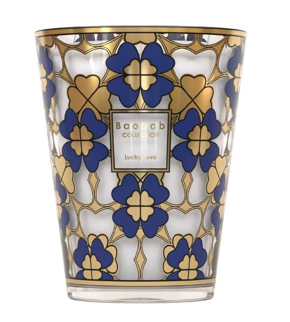 Baobab Collection Lucky Love Max 24 Candle with gold clover print in midnight blue