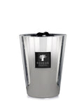 Baobab Platinum Max 24 large luxury candle in silver-white reflective glass