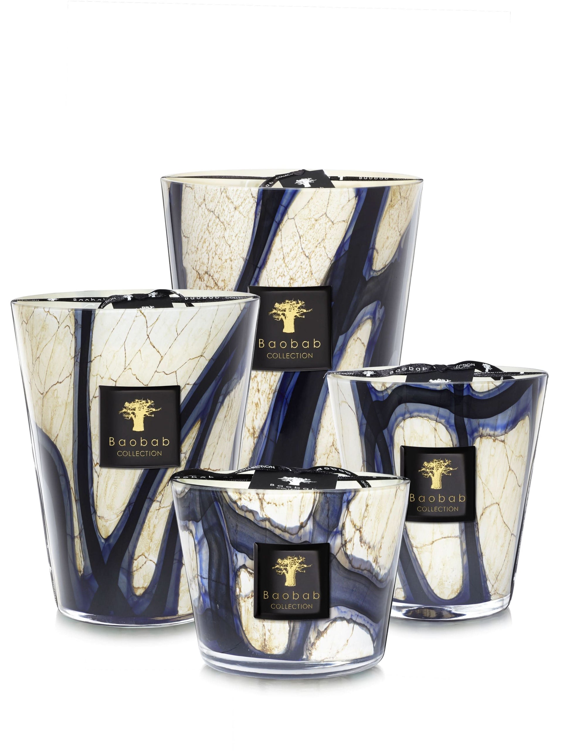 Baobab Stones Lazuli Max 16 Candle - Sophisticated Marbled Glass