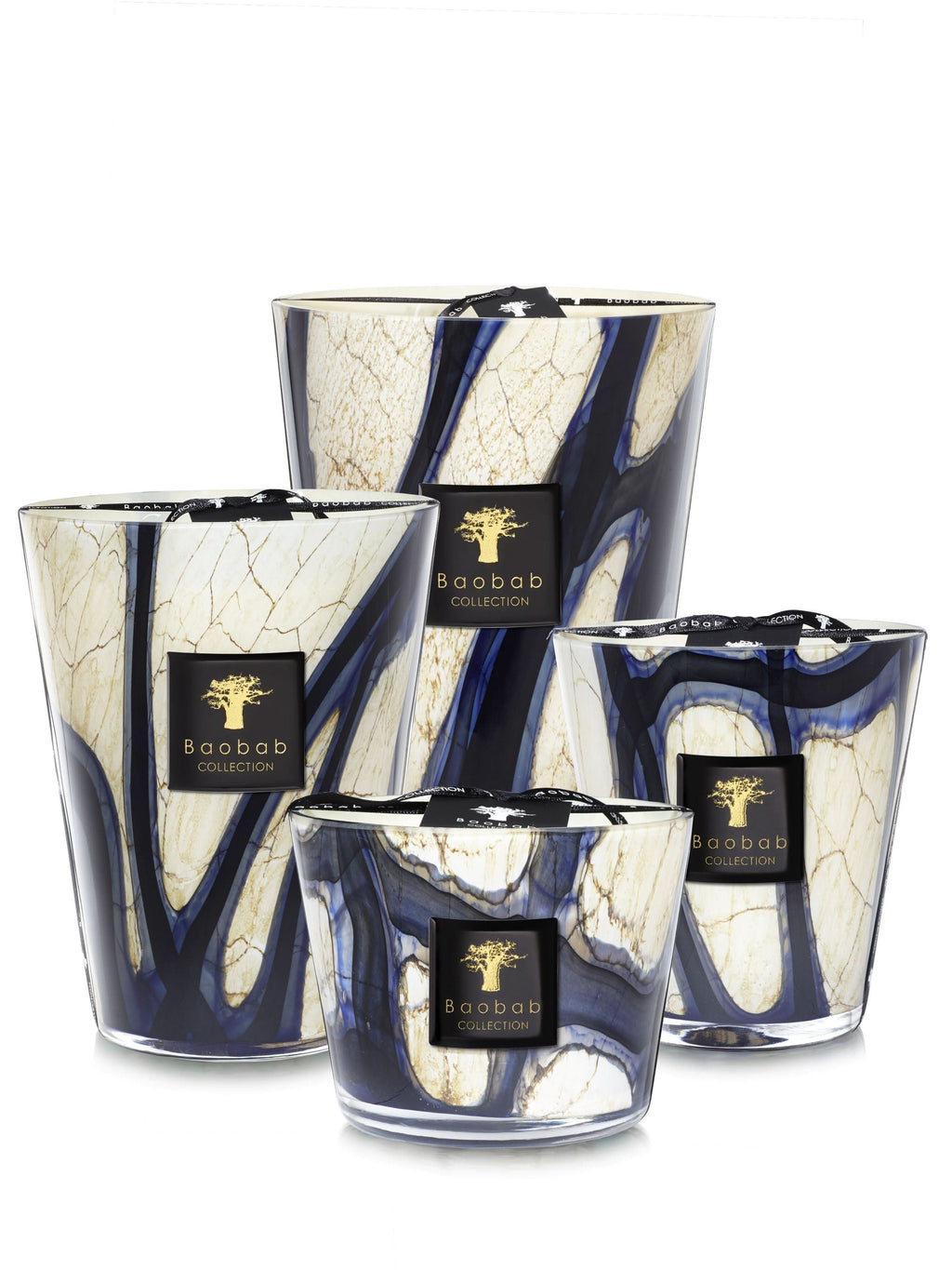 Stones Lazuli Max 10 Candle - Navy & Cream Modern Glass