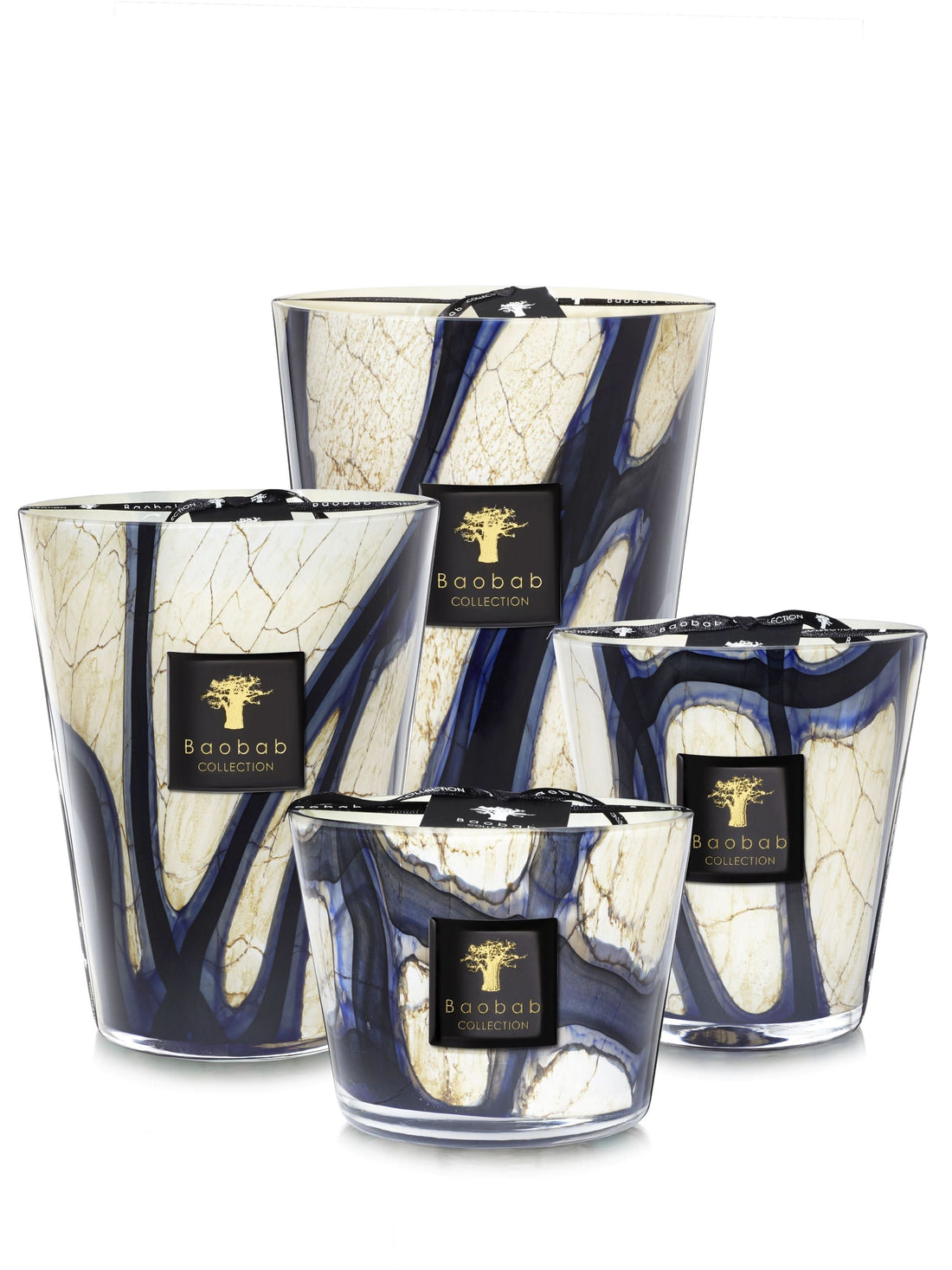 Stones Lazuli Max 10 Candle - Navy & Cream Modern Glass