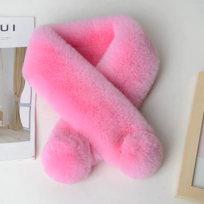 Women Plush Faux Rabbit Fur Winter Scarf Soft Warm Neck Wrap - Image 13