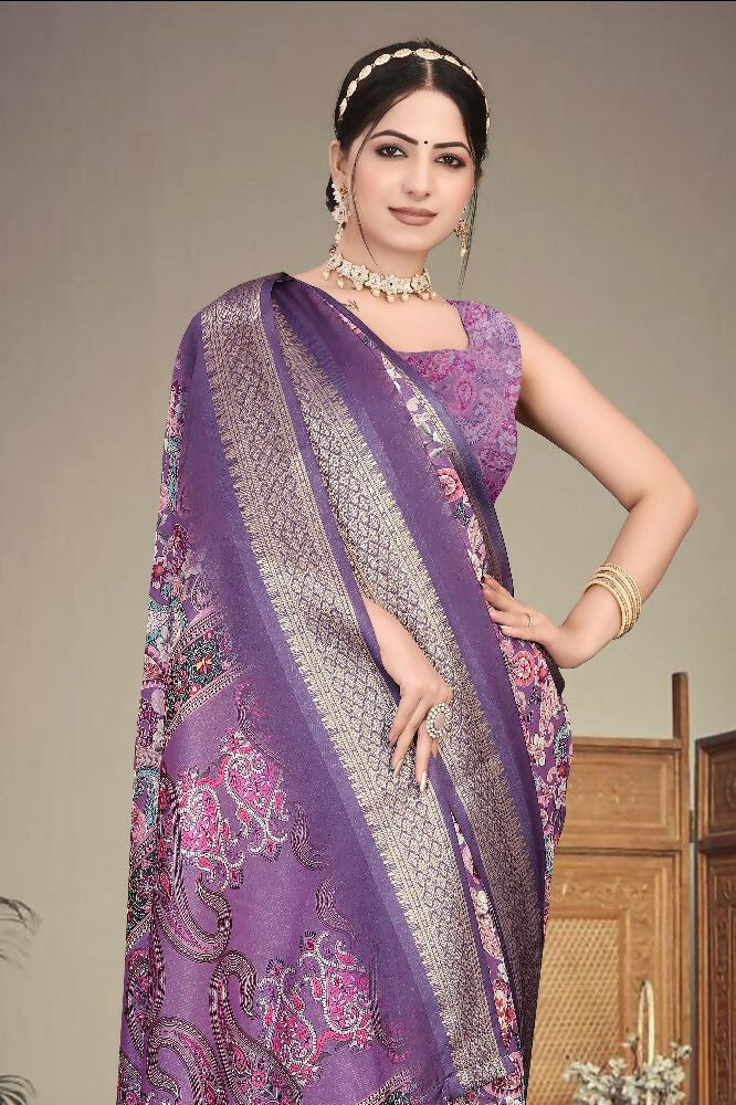Heavy Rich Cotton Silk Digital Print and Jacquard Saree