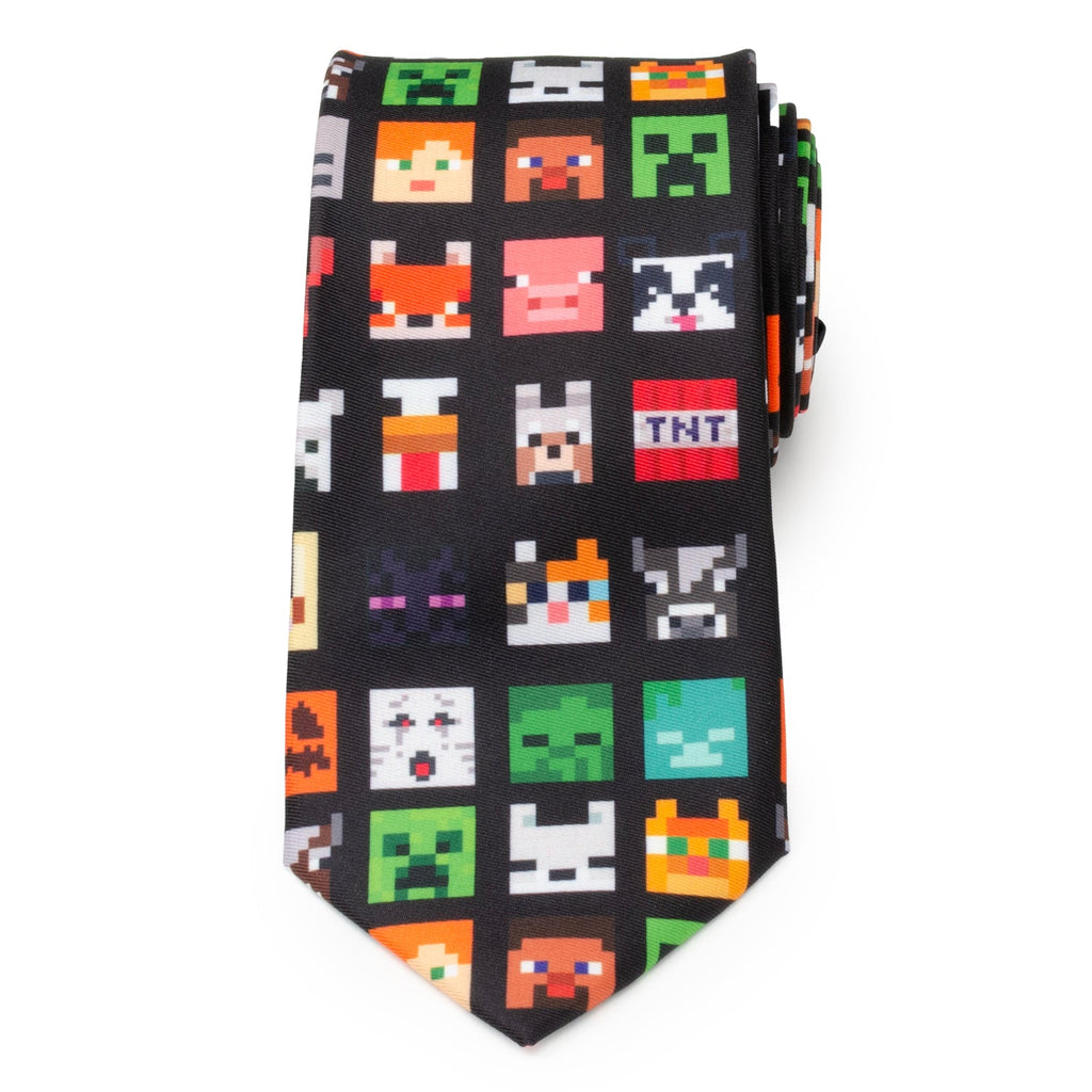 Minecraft Character Print Men's Necktie in Black - Image 3